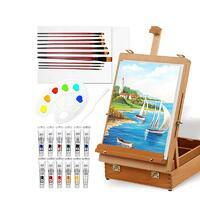 Без бренда «Набор подарочный «Две картинки» 27 предметов: этюдник 35 см из бука, краски акрил 12x12 мл, 2 холста 22x30 на мдф, 10 кистей, мастихин, палитра» в Липецке в интернет-магазине Без бренда «Набор подарочный «Две картинки» 27 предметов: этюдник 35 см из бука, краски акрил 12x12 мл, 2 холста 22x30 на мдф, 10 кистей, мастихин, палитра» в Липецке