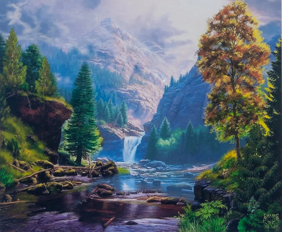 Картина по номерам 40x50 Водопад среди гор
