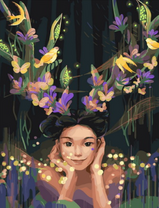 Без бренда «Темноглазая девчонка с цветами и птицами в волосах» в Липецке в интернет-магазине  Без бренда «Темноглазая девчонка с цветами и птицами в волосах» в Липецке