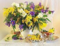 Без бренда «Букет из мимозы и колокольчиков в вазе» в Липецке в интернет-магазине  Без бренда «Букет из мимозы и колокольчиков в вазе» в Липецке