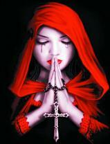 Религиозная девушка в красном