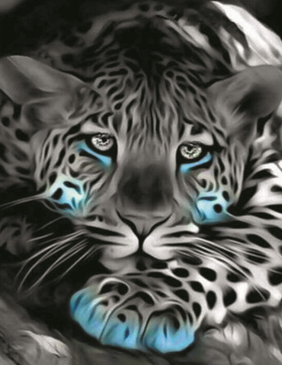 Алмазная мозаика 40x50 Грустный черно-белый леопард