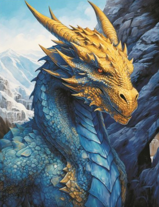 Алмазная мозаика 40x50 Золотоглавый дракон