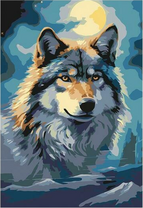 Волк на фоне луны