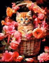 Без бренда «Рыжий котенок в корзине с цветами» в Липецке в интернет-магазине  Без бренда «Рыжий котенок в корзине с цветами» в Липецке