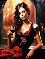 Без бренда «Обворожительная брюнетка с бокалом красного вина» в Липецке в интернет-магазине  Без бренда «Обворожительная брюнетка с бокалом красного вина» в Липецке