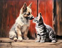 Без бренда «Знакомство котенка и щенка» в Липецке в интернет-магазине  Без бренда «Знакомство котенка и щенка» в Липецке