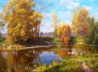 Без бренда «Осенний лес и берег реки» в Липецке